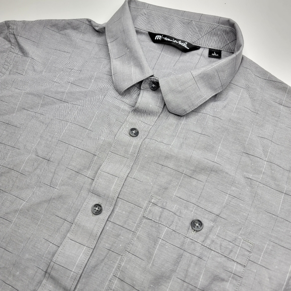 Travis Mathew Men's Size Large Gray Plaid Button Front Short‎ Sleeve Shirt - Picture 1 of 5